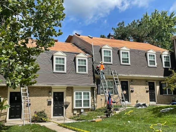 new roof installation montgomery county on two story townhomes